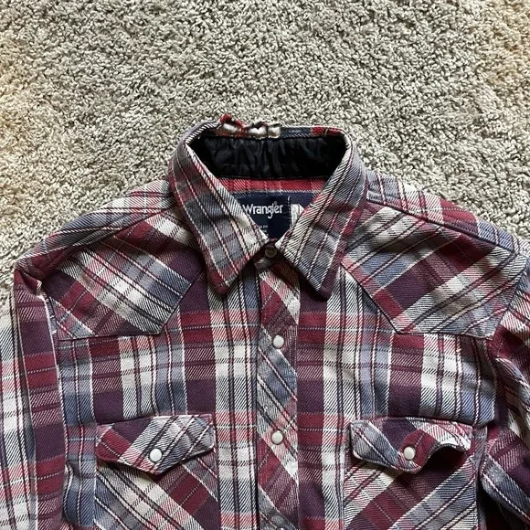 VTG‎ 90s Wrangler Plaid Flannel Pearl Snap Shirt Men XL Long-Sleeve Heavyweight - Picture 7 of 11